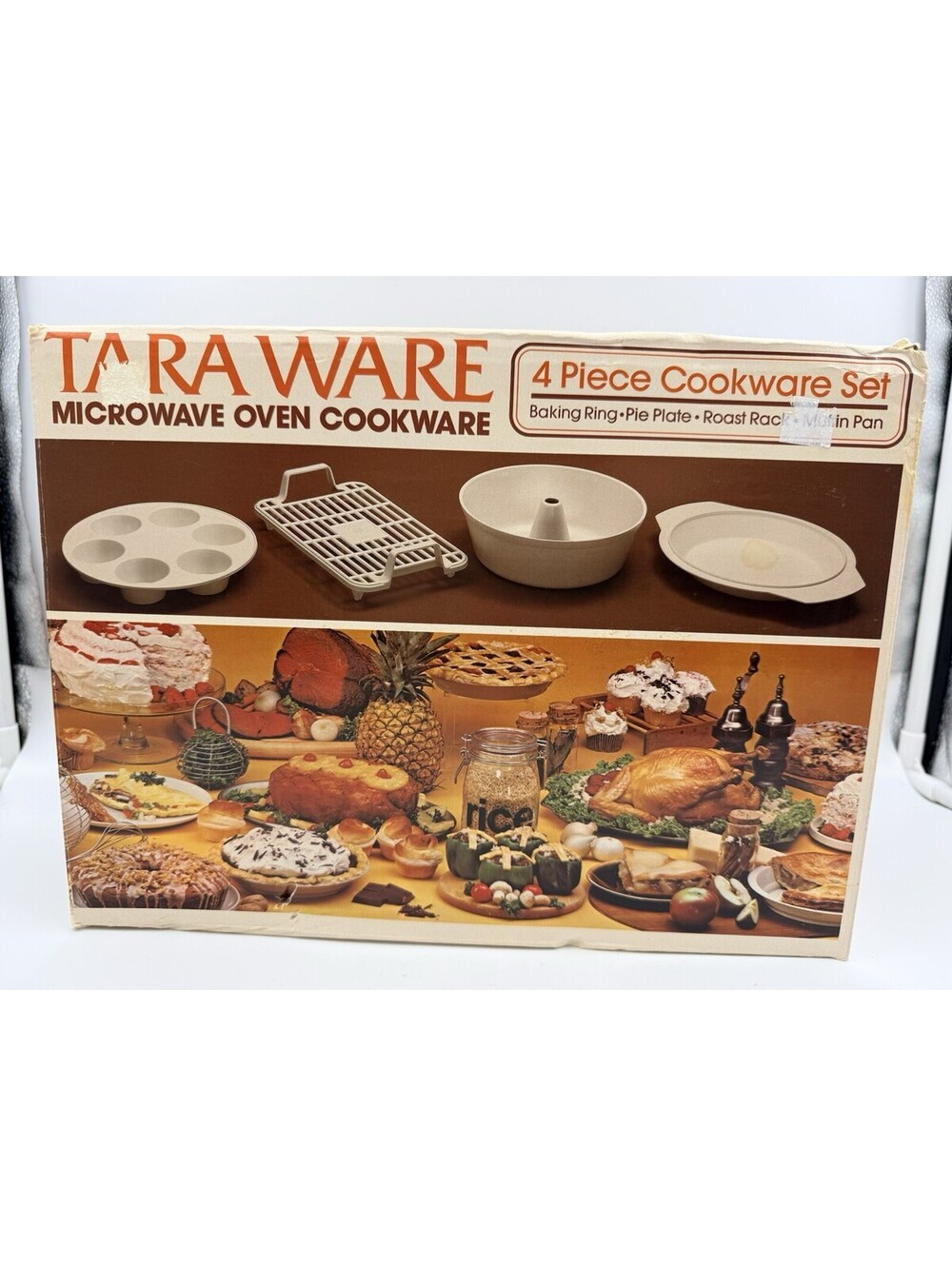 TARA WARE MICROWAVE COOKWARE 4 PIECE NEW IN BOX TARA WARE RARE VINTAGE